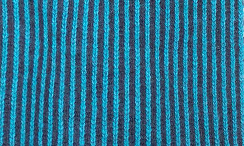 Portolano Stripe Knit Scarf In Navy/teal