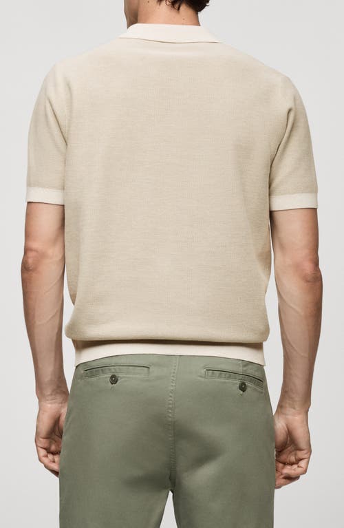 Shop Mango Structured Contrast Polo Shirt In Light/pastel Grey