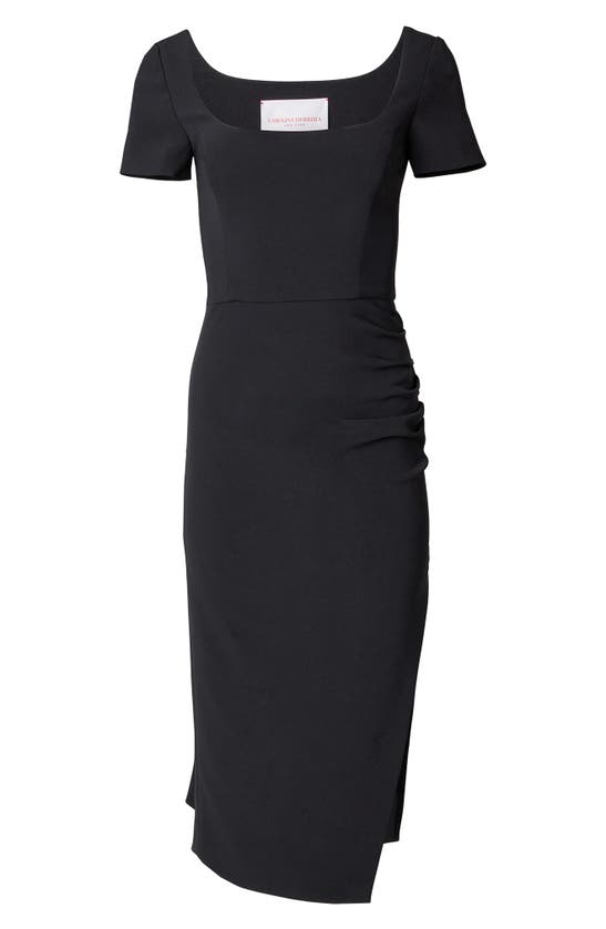 Shop Carolina Herrera Ruched Sheath Dress In Black