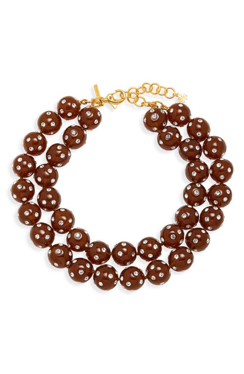 Lele Sadoughi Polka Dot Bead Layered Necklace in Root Beer at Nordstrom