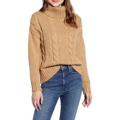 Ceny Cable Knit Turtleneck Sweater, Beige