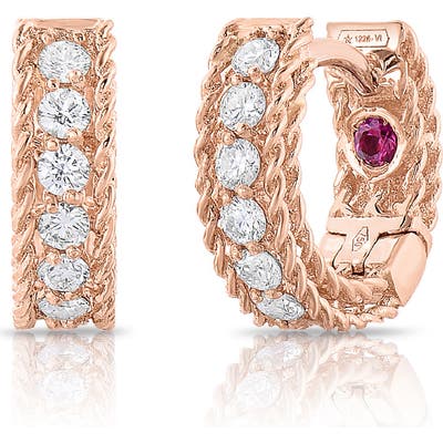 Roberto Coin Roman Barocco Diamond Huggie Hoop Earrings