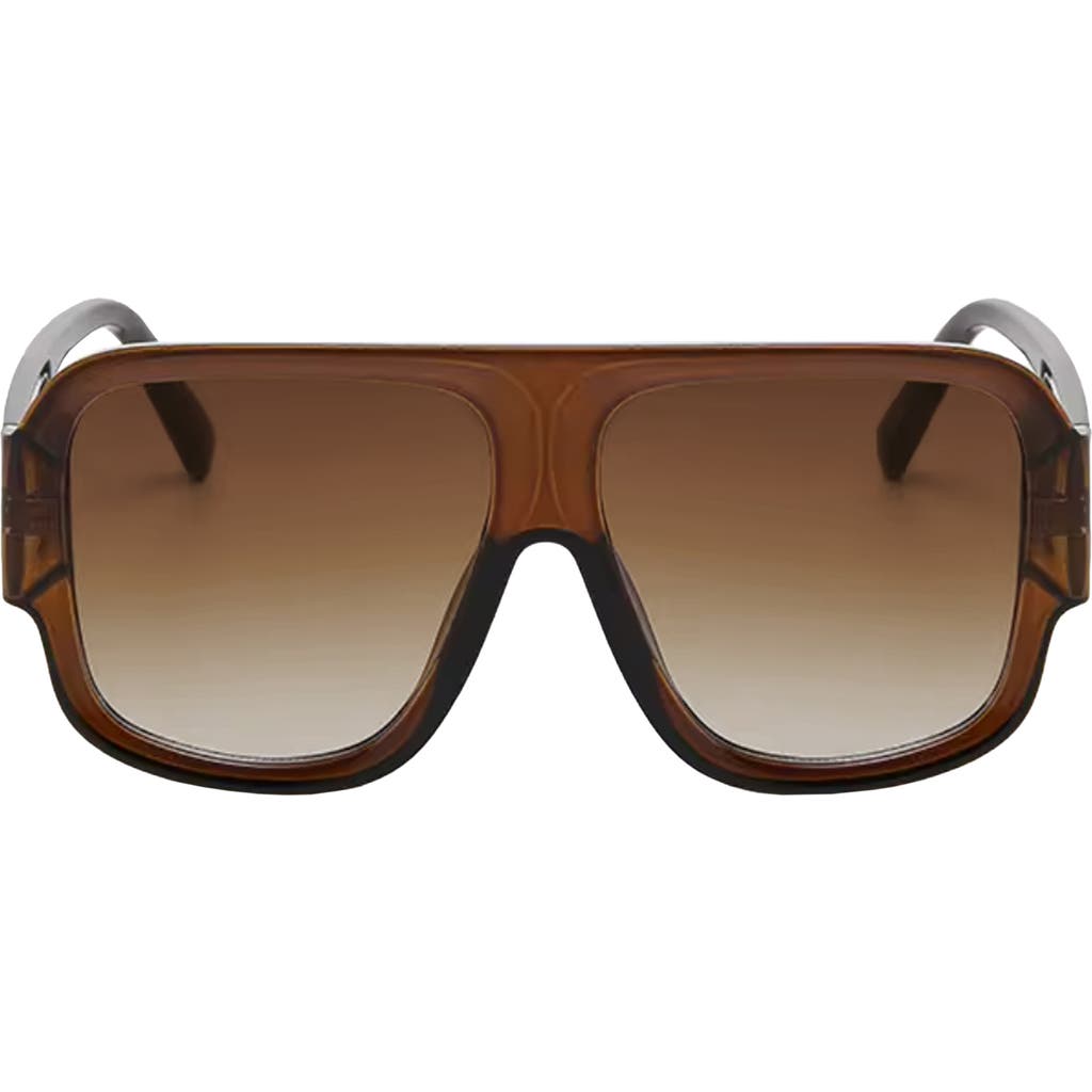 Fifth & Ninth Rosie 57mm Polarized Aviator Sunglasses In Brown/gradient Brown