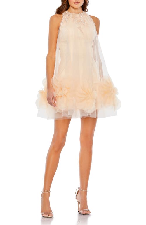 Mac Duggal Ruffle Lace & Tulle Cocktail Minidress in Peach