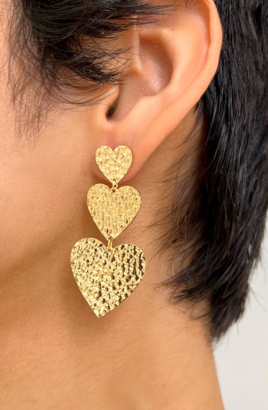 Shop Jennifer Zeuner Justina Heart Drop Earrings In Yellow Gold