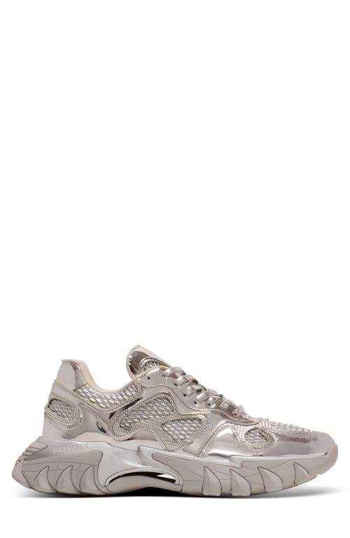 Shop Balmain B-east Sneaker In Silver