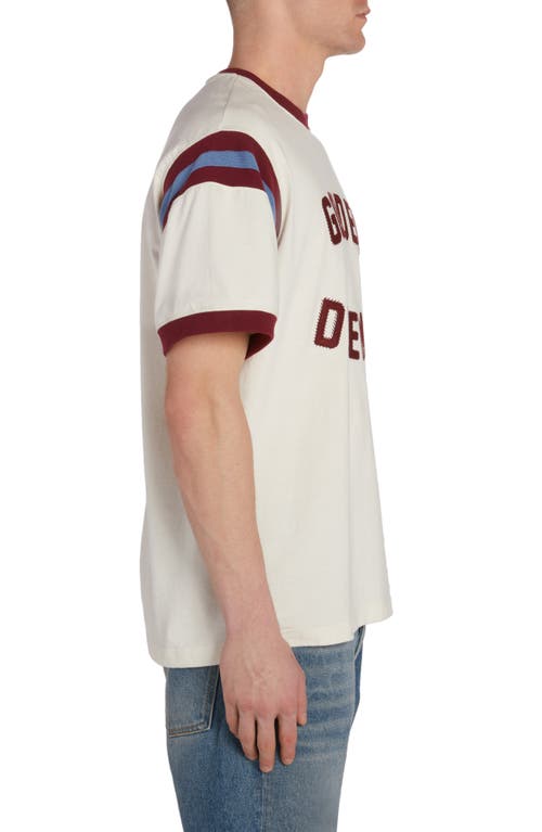 Golden Goose Journey Logo Graphic T-shirt In Heritage White/windsor Wine