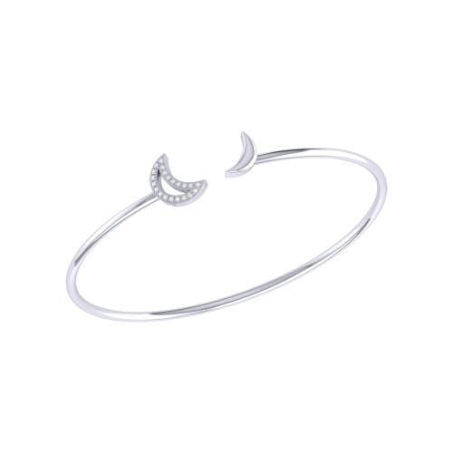 Luvmyjewelry Date Night Double Crescent Adjustable Diamond Cuff In Sterling Silver In Silver