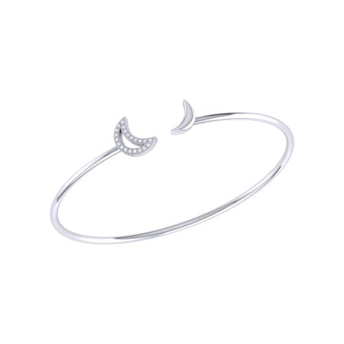 Shop Luvmyjewelry Date Night Double Crescent Sterling Silver Diamond Adjustable Cuff