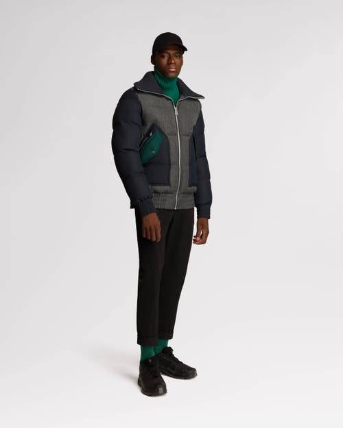 Alpenhaus Sebonack Quilted Denim-look Bomber Jacket With Fold-over Ribbed Collar In Indigo
