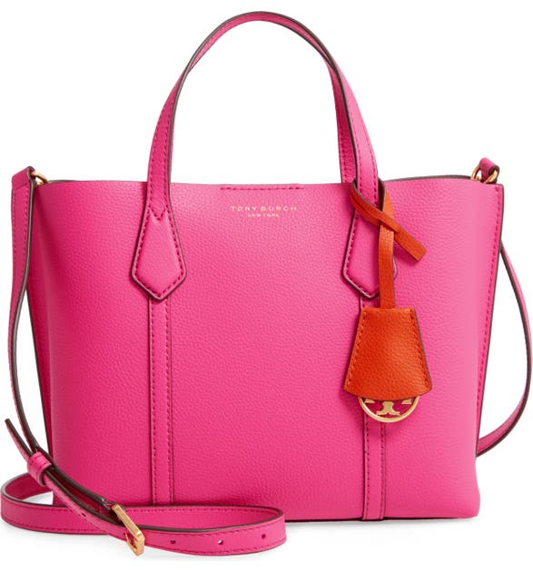 Tory Burch Small Perry Triple Compartment Leather Satchel In Crazy Pink