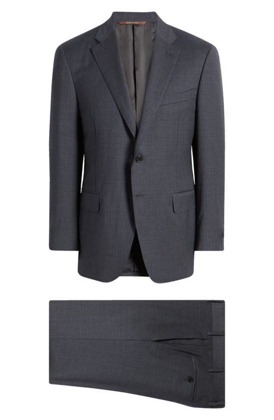 Shop Canali Siena Regular Fit Shadow Plaid Wool Suit In Charcoal