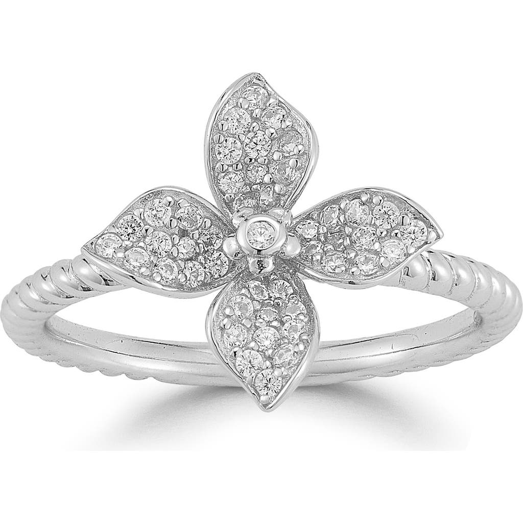 Sphera Milano Cz Pavé Flower Ring In Silver