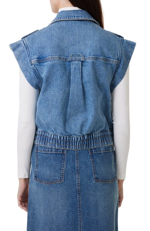 Habitual Extended Shoulder Denim Utility Vest In Ocean
