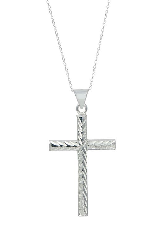 Savvy Cie Jewels Textured Cross Pendant Necklace In Silver