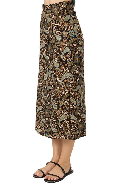 Shop O'neill Sunni Rosalia Paisley Midi Skirt In Black