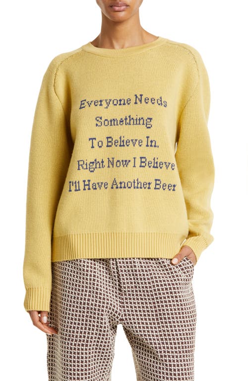 Bode Another Beer Jacquard Merino Wool Sweater Blue at Nordstrom,