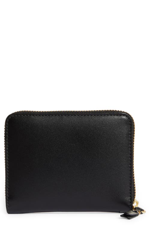 Classic Leather Zip Accordion Wallet in Black