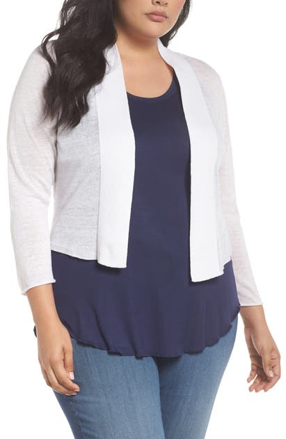 Click to view more detailed imagery on our partner's website Nic + Zoe Daybreak Crop Linen Blend Cardigan In Paper White