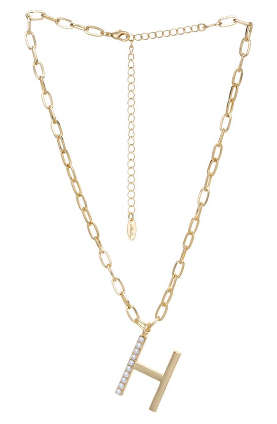 Ettika Imitation Pearl Initial Pendant Necklace In Gold- H