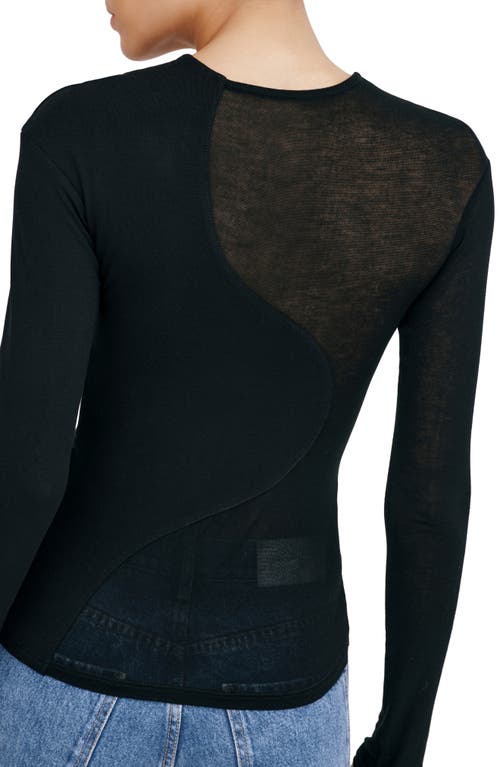 Marcella Casey Contrast Knit Top In Black