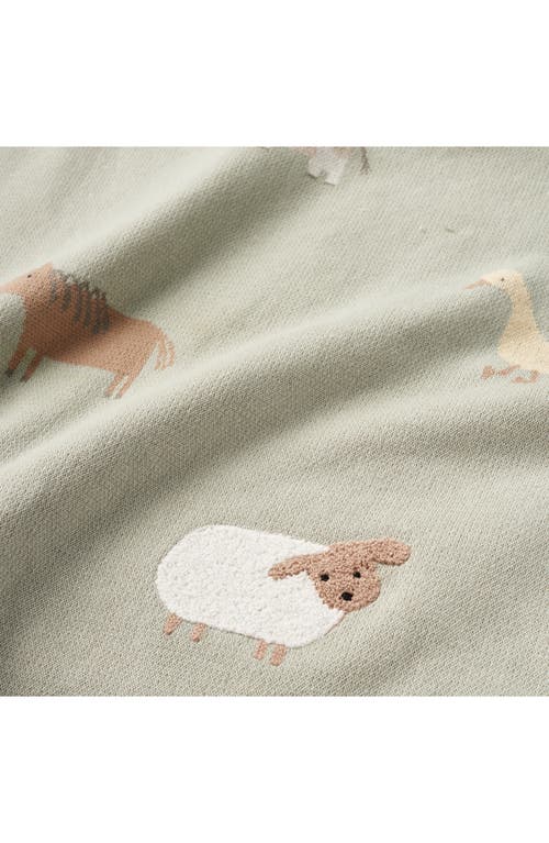 Elegant Baby On The Farm Cotton Knit Blanket In Sage
