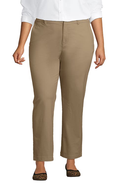 Shop Lands' End Mid Rise Classic Straight Leg Chino Ankle Pants In Desert Tan