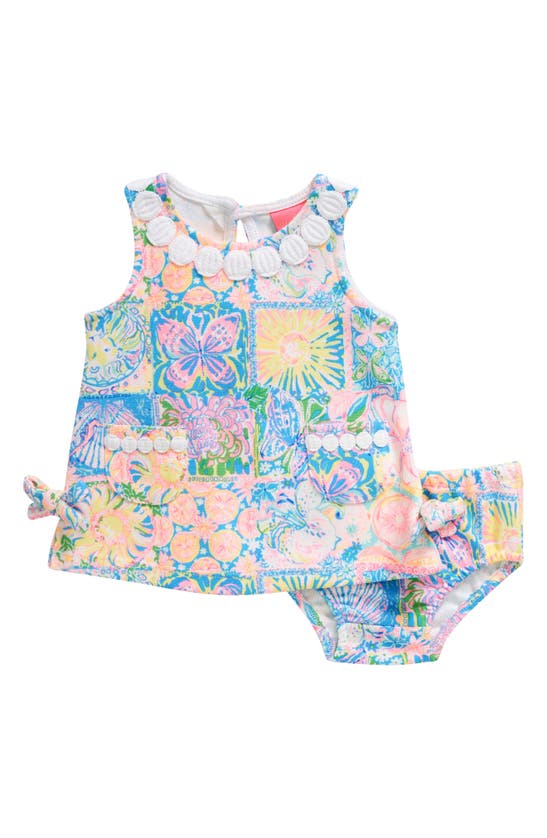 Lilly Pulitzer Babies' Lilly Print Cotton Blend Shift Dress & Bloomers Set In Neutral