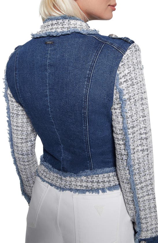 Guess Runway Tweed Denim Jacket In Manon Wash