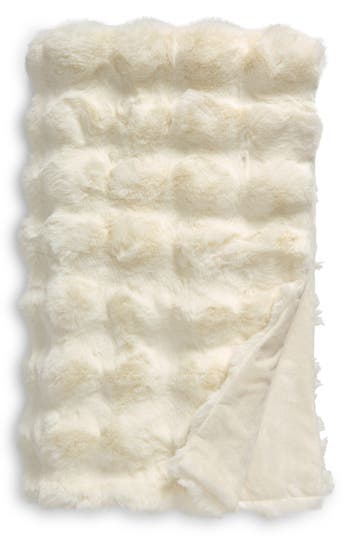 Nordstrom Rack Bubble Faux Fux Throw Blanket In Ivory Marshmallow