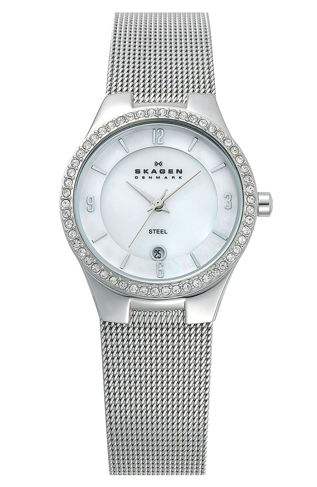 Skagen Crystal Bezel Mesh Watch Nordstrom