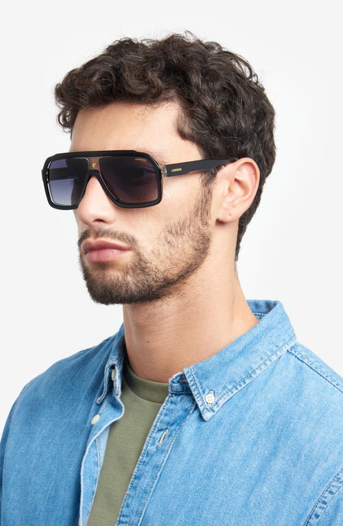 Carrera Eyewear 60mm Gradient Polarized Rectangular Sunglasses In Black Grey/grey