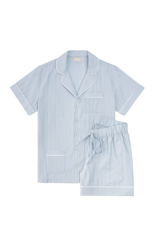 Kip. Kip Premium Cotton Short Set In Mist Blue