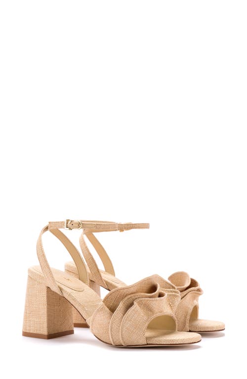 Larroudé Selena Ruffle Ankle Strap Sandal Light Beige at Nordstrom,