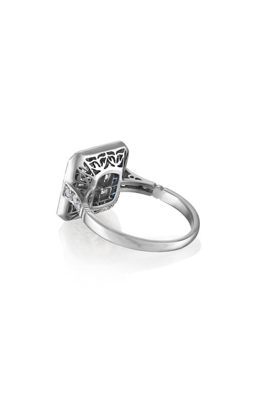 Mindi Mond French Diamond & Sapphire Statement Ring In Platinum/diamond/sapphire