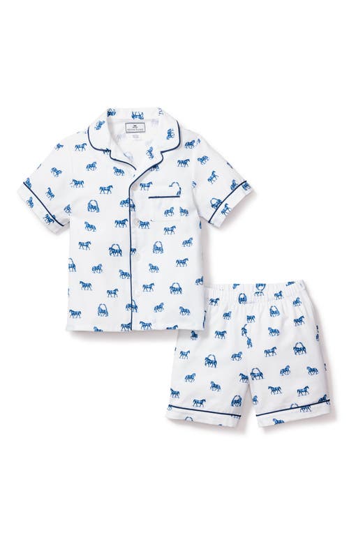Petite Plume Kids' Horse Print Two-Piece Short Pajamas White at Nordstrom,