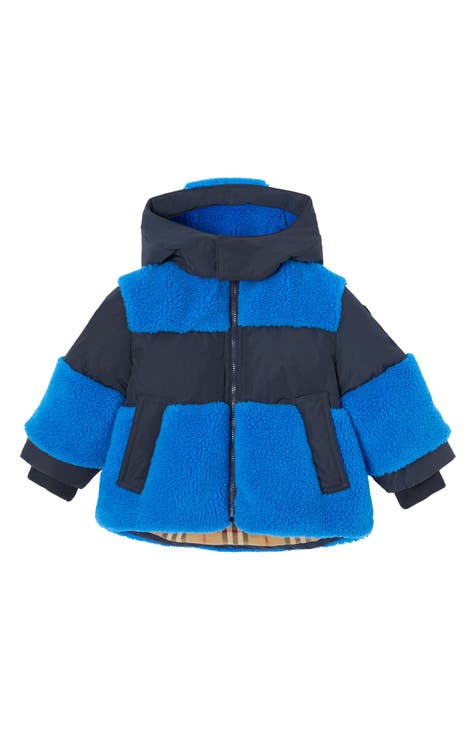 Burberry Kids' Delford 3-in-1 Monogram Quilted Hooded Jacket in Blue size  12Y