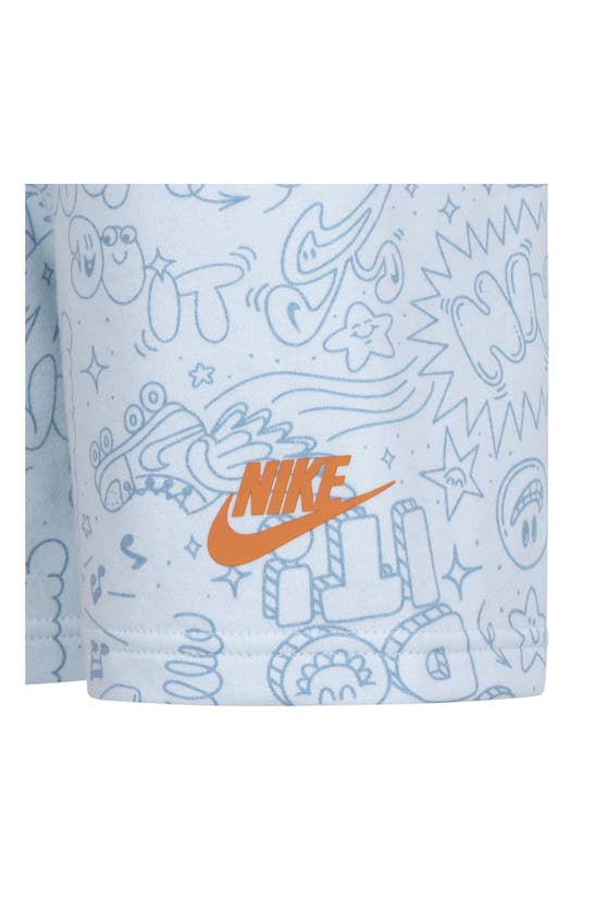 Shop Nike Kids' Swoosh Graphic T-shirt & Sweat Shorts Set In Glacier Blue