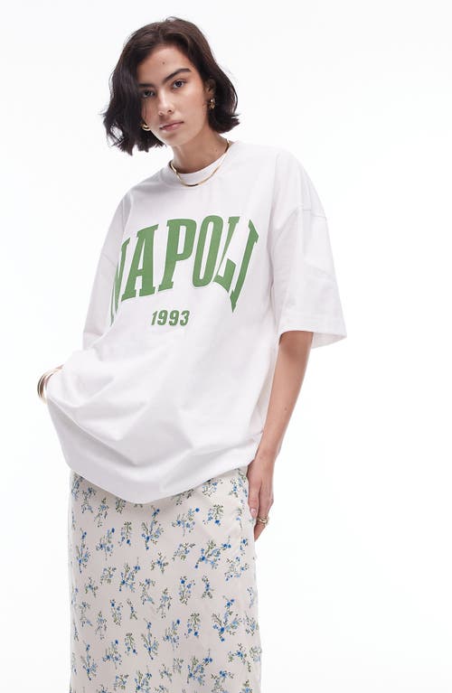 Topshop Extra Oversize Napoli Cotton Graphic T-Shirt White at Nordstrom,