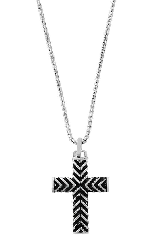 Effy Sterling Silver Chevron Cross Pendant Necklace In Metallic