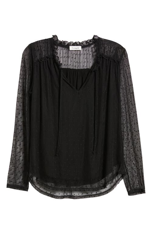 Loveappella Mesh Dot Top In Black