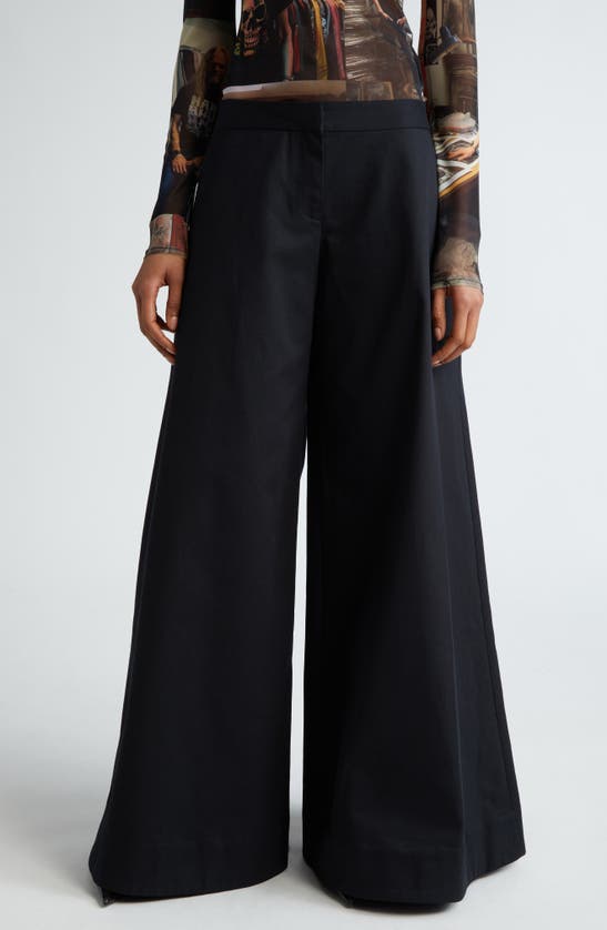 Puppets And Puppets Rave Wide Leg Chino Trousers In Black