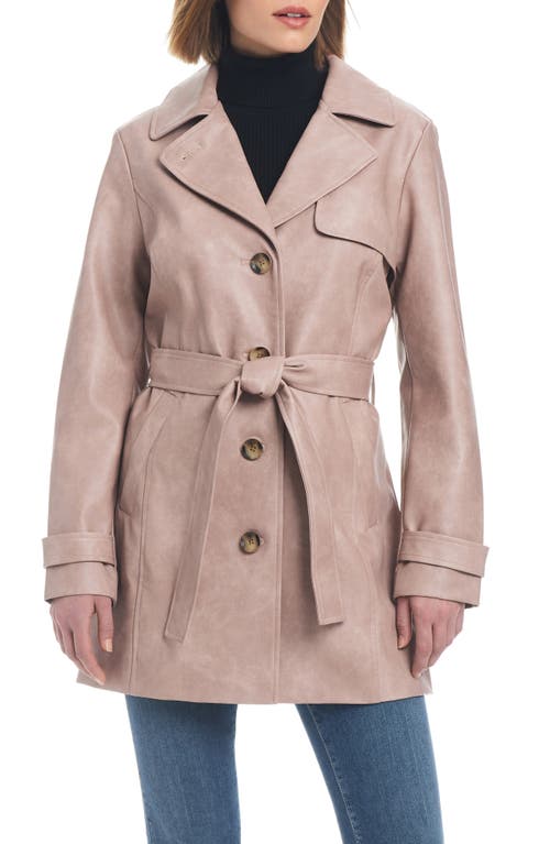 Faux Leather Trench Coat in Distressed Rose Smoke
