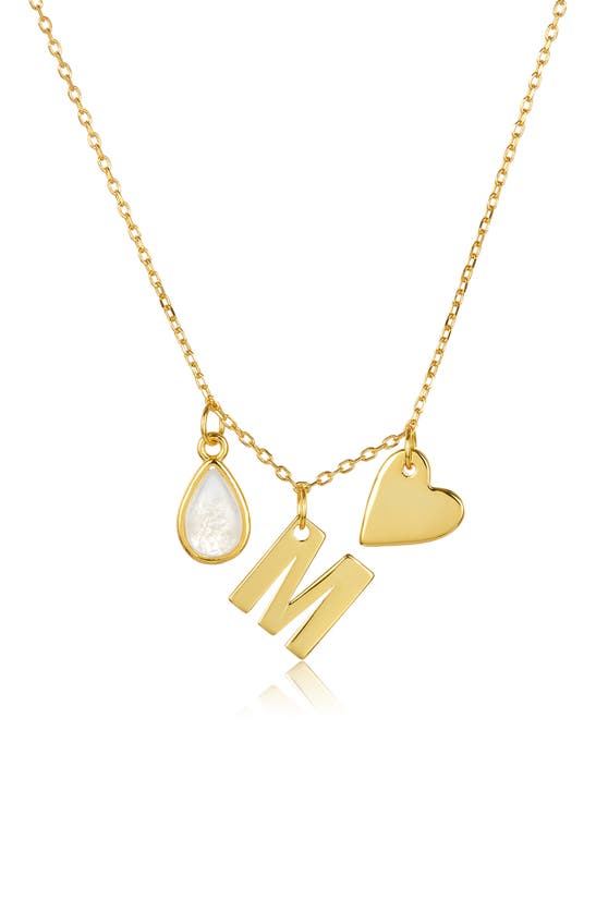 Adornia 14k Yellow Gold Vermeil Moonstone Initial Necklace In Gold-m