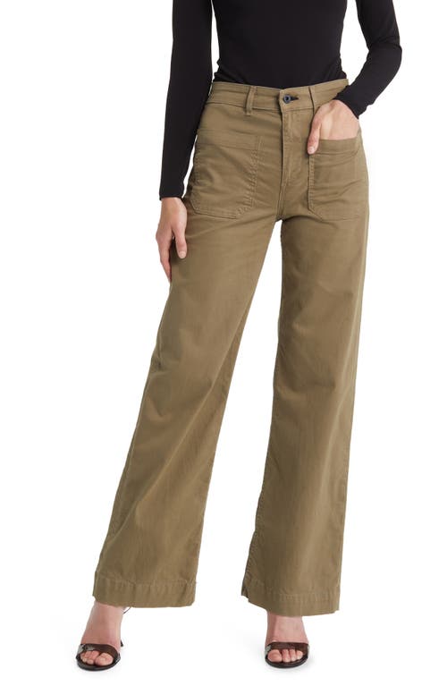 Sailor Wide Leg Twill Utility Pants in Olive