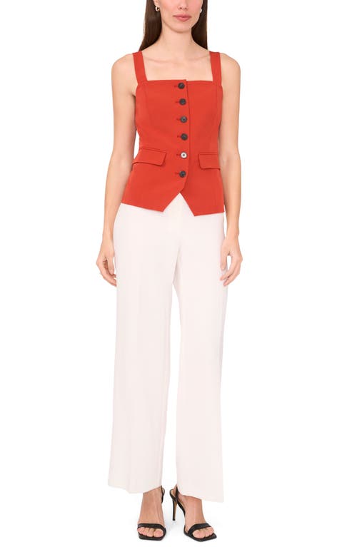 Halogenr Halogen(r) Sleeveless Button-up Bustier Top In Red Umber Brown