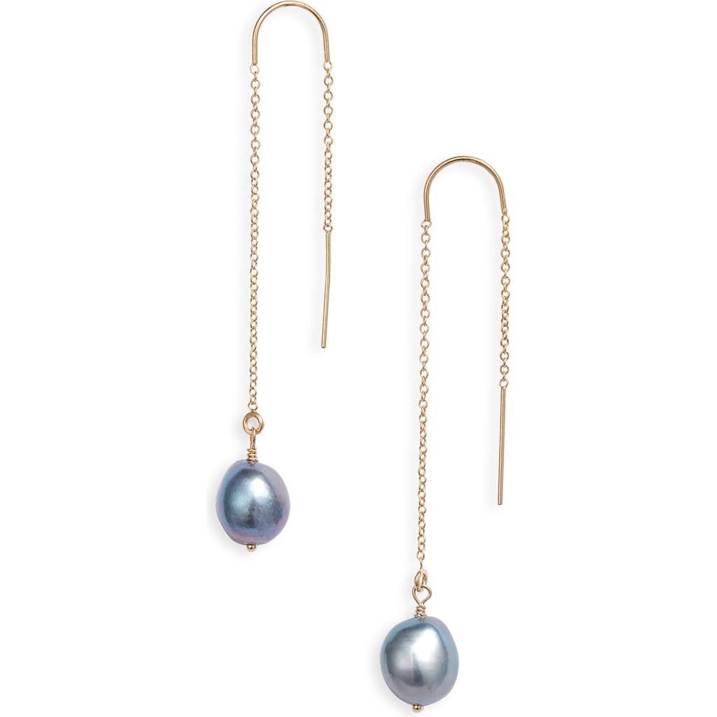 Set & Stones Sabina Keshi Pearl Threader Earrings In Gold/peacock