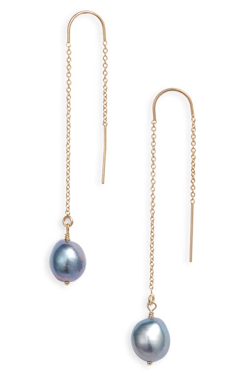 Set & Stones Sabina Keshi Pearl Threader Earrings in Gold /Peacock at Nordstrom, Size 2.5