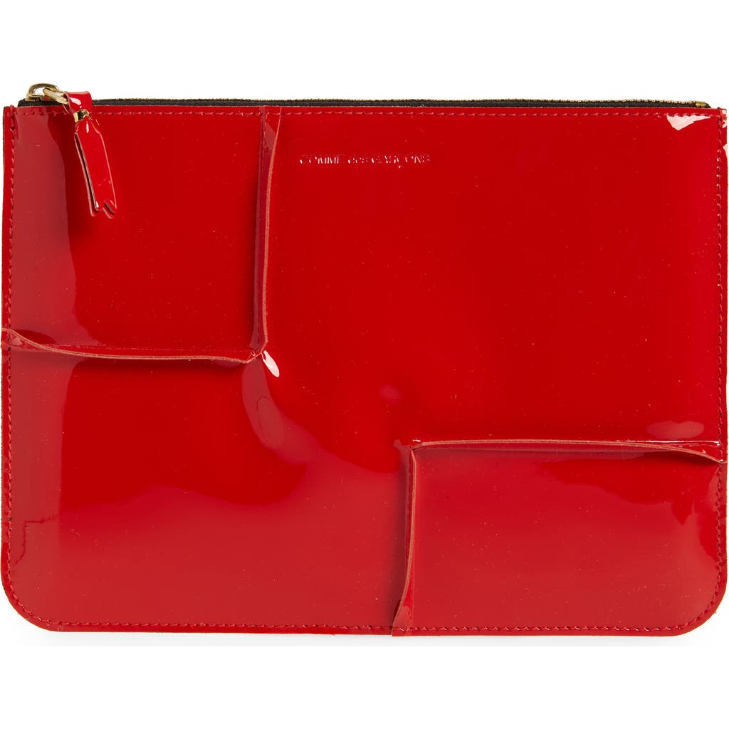 Comme Des Garçons Wallets Large Seam Detail Zip Pouch In Red