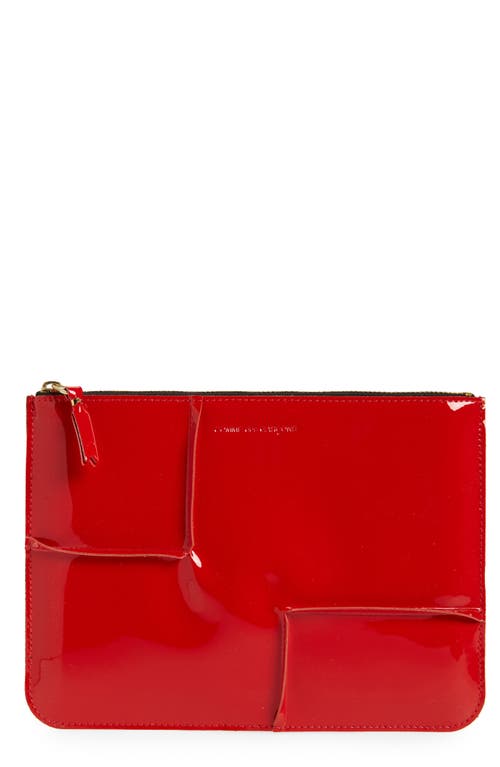 Shop Comme Des Garçons Wallets Large Seam Detail Zip Pouch In Red